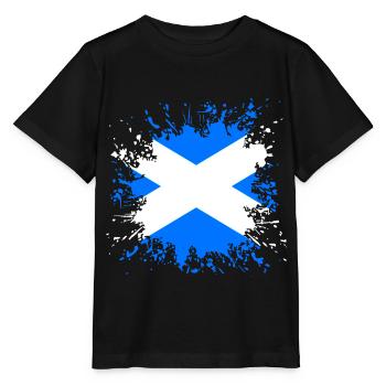 Schottland Flagge Farbspritzer - Stanley/Stella Kinder T-Shirt MINI CREATOR  - Schwarz - Vorne - Mikhail (115cm)