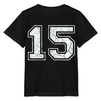 15 dans blanc in Used Look - T-shirt bio MINI CREATOR Stanley/Stella Enfant - noir - Devant - Mikhail (115cm)