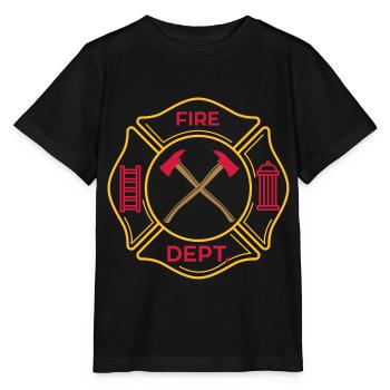 Feuerwehrmann Feuerwehr Mannschaft Gruppe Axt - Stanley/Stella Kinder T-Shirt MINI CREATOR  - Schwarz - Vorne - Mikhail (115cm)