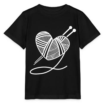 Tricoter des aiguilles de laine coeur cadeau à la main - T-shirt bio MINI CREATOR Stanley/Stella Enfant - noir - Devant - Mikhail (115cm)