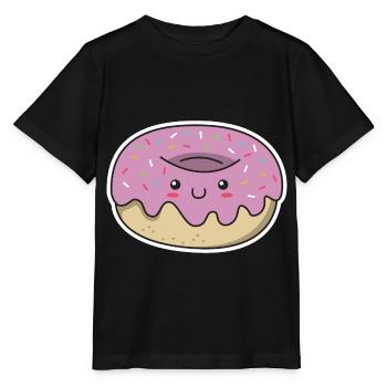Donut Kawaii Geschenk Zuckerguss Gesicht niedlich - Stanley/Stella Kinder T-Shirt MINI CREATOR  - Schwarz - Vorne - Mikhail (115cm)