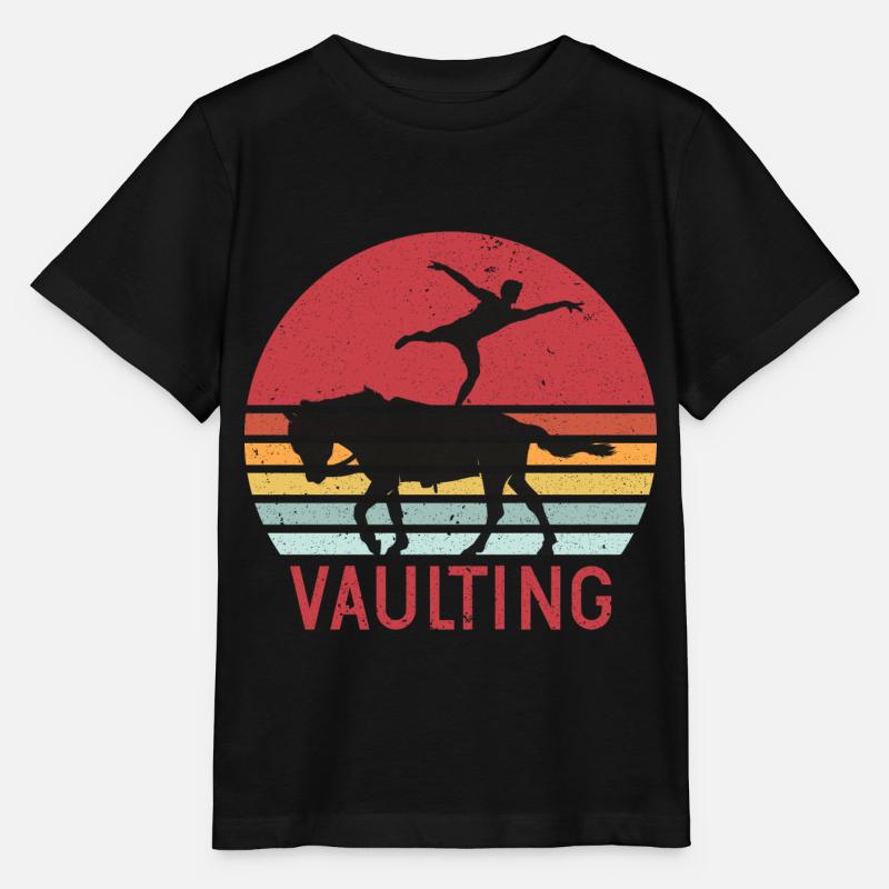 Cheval de cheval d'équitation rétro Volti - T-shirt bio MINI CREATOR Stanley/Stella Enfant - noir