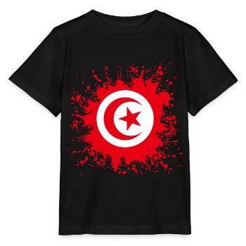 Tunesien Flagge Farbspritzer - Stanley/Stella Kinder T-Shirt MINI CREATOR  - Schwarz - Vorne - Mikhail (115cm)