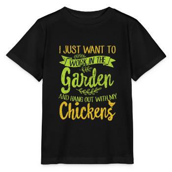 Gartenarbeit und Hühner - Stanley/Stella Kinder T-Shirt MINI CREATOR  - Schwarz - Vorne - Mikhail (115cm)