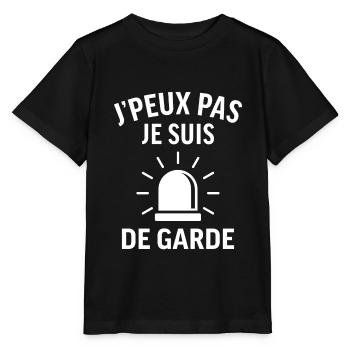 Je peux pas je suis de garde - T-shirt bio MINI CREATOR Stanley/Stella Enfant - noir - Devant - Mikhail (115cm)
