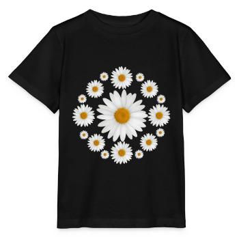 Fleurs de marguerite blanche Conception de marguerite - T-shirt bio MINI CREATOR Stanley/Stella Enfant - noir - Devant - Mikhail (115cm)