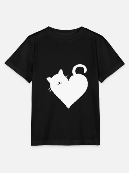 Cadeau chat amour coeur meow chat chat maman blanc - T-shirt bio MINI CREATOR Stanley/Stella Enfant - noir