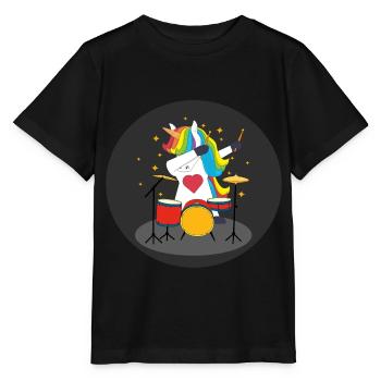 Tamponner la licorne avec des tambours - T-shirt bio MINI CREATOR Stanley/Stella Enfant - noir - Devant - Mikhail (115cm)