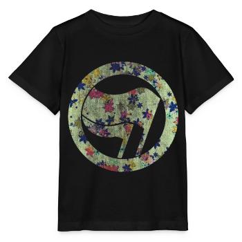 anti-fascist against fascism flowers - Stanley/Stella MINI CREATOR Kids’ T-Shirt - black - Front - Mikhail (115cm)