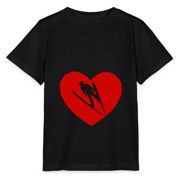 Ski Jumping Heart Ski Jumping Ski Flying Ski Jump - Stanley/Stella MINI CREATOR Kids’ T-Shirt - black - Front - Mikhail (115cm)
