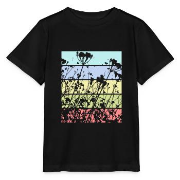 Motif floral de printemps - T-shirt bio MINI CREATOR Stanley/Stella Enfant - noir - Devant - Mikhail (115cm)