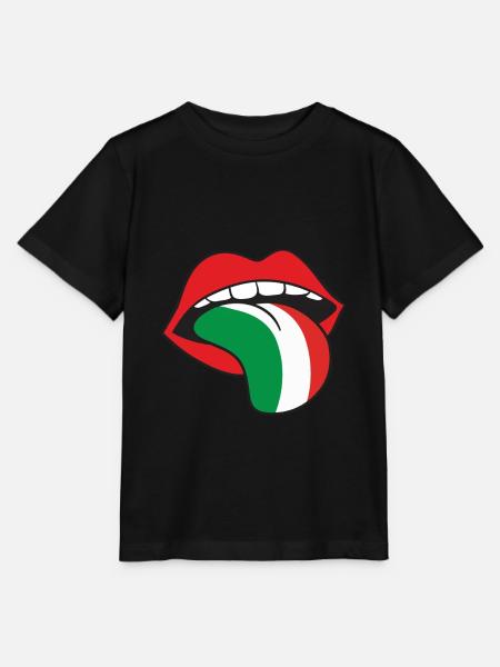 Boca lengua bandera italiana Italia regalo - Stanley/Stella T-shirt MINI CREATOR til børn - sort