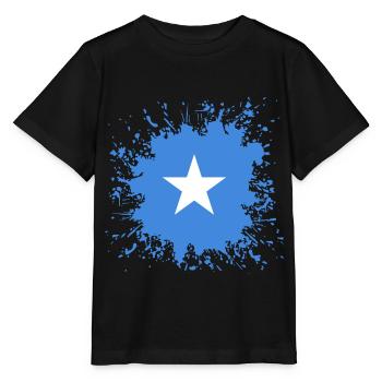 Somalia Flagge Farbspritzer - Stanley/Stella Kinder T-Shirt MINI CREATOR  - Schwarz - Vorne - Mikhail (115cm)
