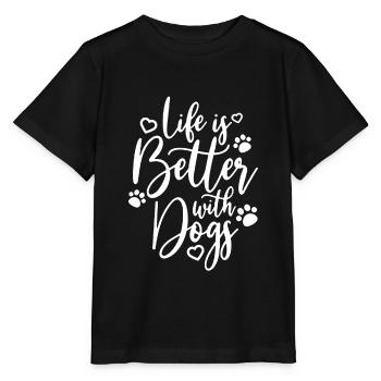 la vie est meilleure avec les chiens - T-shirt bio MINI CREATOR Stanley/Stella Enfant - noir - Devant - Mikhail (115cm)