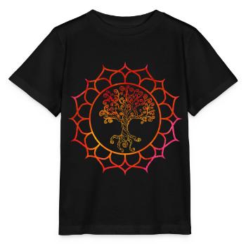 Arbre de vie Mandala Spiritualité Fleur de lotus yoga - T-shirt bio MINI CREATOR Stanley/Stella Enfant - noir - Devant - Mikhail (115cm)
