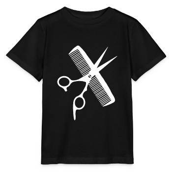 Coiffe ciseaux peigne coiffure coiffure coiffeur - T-shirt bio MINI CREATOR Stanley/Stella Enfant - noir - Devant - Mikhail (115cm)
