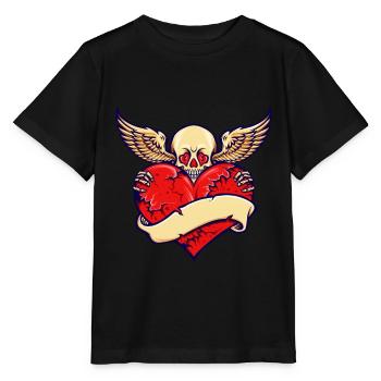 Crâne de crâne de coeur brisé avec des ailes - T-shirt bio MINI CREATOR Stanley/Stella Enfant - noir - Devant - Mikhail (115cm)