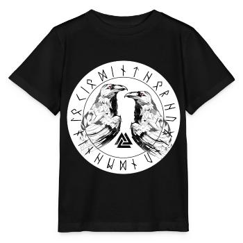 Hugin and Munin Odin's Ravens Walhalla Runes Valknut - Stanley/Stella MINI CREATOR Kids’ T-Shirt - black - Front - Mikhail (115cm)