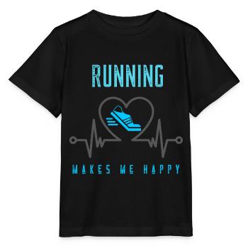 Laufen macht glücklich Runner Läufer Herzfrequenz - Stanley/Stella Kinder T-Shirt MINI CREATOR  - Schwarz - Vorne - Mikhail (115cm)