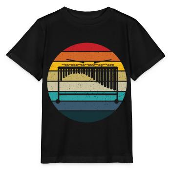 Marimba retro Sonnenuntergang - Marimba Instrument Geschenk - Stanley/Stella Kinder T-Shirt MINI CREATOR  - Schwarz - Vorne - Mikhail (115cm)