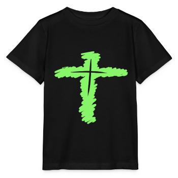 Croix de l’art chrétien tout simplement discret - T-shirt bio MINI CREATOR Stanley/Stella Enfant - noir - Devant - Mikhail (115cm)