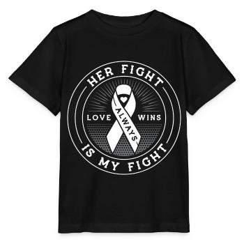 Son combat est ma lutte contre le cancer du poumon sensibilisation - T-shirt bio MINI CREATOR Stanley/Stella Enfant - noir - Devant - Mikhail (115cm)