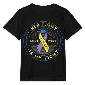 Son combat est ma lutte contre la sensibilisation au cancer de la vessie - T-shirt bio MINI CREATOR Stanley/Stella Enfant - noir - Devant - Mikhail (115cm)
