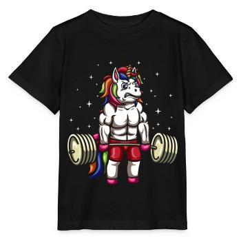 Unicorn weightlifters - Stanley/Stella MINI CREATOR Kids’ T-Shirt - black - Front - Mikhail (115cm)