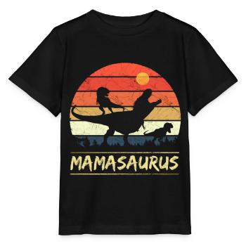 Mamasaurus - Retro - Stanley/Stella Kinder T-Shirt MINI CREATOR  - Schwarz - Vorne - Mikhail (115cm)