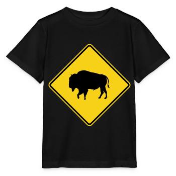 Bison Warning Sign - Stanley/Stella MINI CREATOR Kids’ T-Shirt - black - Front - Mikhail (115cm)