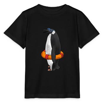 Pingouin bouée de sauvetage d’été Perdre du poids - T-shirt bio MINI CREATOR Stanley/Stella Enfant - noir - Devant - Mikhail (115cm)