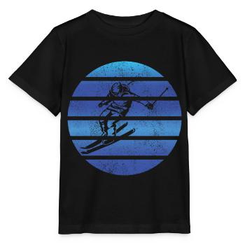 Ski fahren Retro Skier Ski Skifahren Skifahrer - Stanley/Stella Kinder T-Shirt MINI CREATOR  - Schwarz - Vorne - Mikhail (115cm)