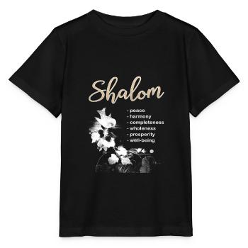 Christian Design with Hebrew Word 'Shalom' and - Stanley/Stella MINI CREATOR Kids’ T-Shirt - black - Front - Mikhail (115cm)