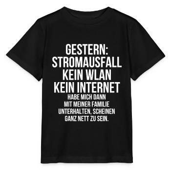 Gestern Stromausfall kein Wlan und Internet - Stanley/Stella Kinder T-Shirt MINI CREATOR  - Schwarz - Vorne - Mikhail (115cm)