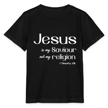 Conception chrétienne Jésus est mon Sauveur, pas mon - T-shirt bio MINI CREATOR Stanley/Stella Enfant - noir - Devant - Mikhail (115cm)