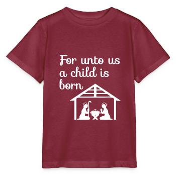 Crèche de Noël chrétienne - T-shirt bio MINI CREATOR Stanley/Stella Enfant - bordeaux - Devant - Kain (125cm)
