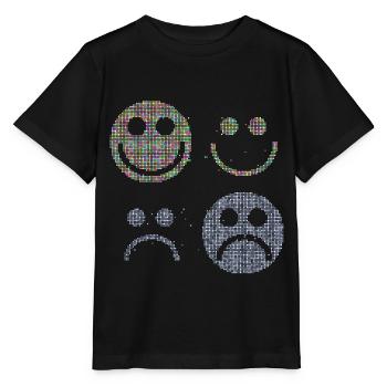 Glückliche und traurige stilisierte Gesichter - Stanley/Stella Kinder T-Shirt MINI CREATOR  - Schwarz - Vorne - Mikhail (115cm)