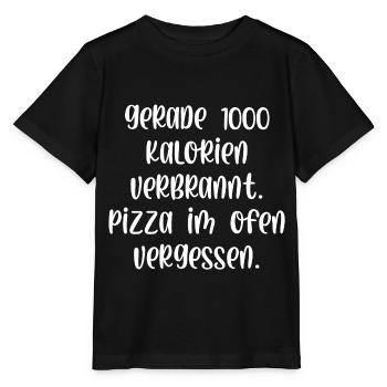 Gerade Kalorien verbrannt Pizza im Ofen vergessen - Stanley/Stella Kinder T-Shirt MINI CREATOR  - Schwarz - Vorne - Mikhail (115cm)