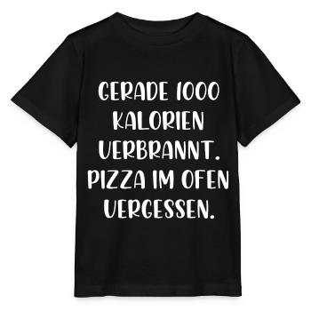 Gerade Kalorien verbrannt Pizza im Ofen vergessen - Stanley/Stella Kinder T-Shirt MINI CREATOR  - Schwarz - Vorne - Mikhail (115cm)