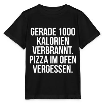 Gerade Kalorien verbrannt Pizza im Ofen vergessen - Stanley/Stella Kinder T-Shirt MINI CREATOR  - Schwarz - Vorne - Mikhail (115cm)