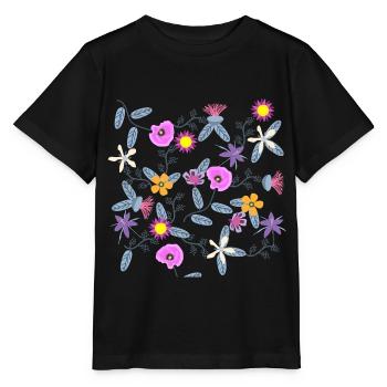 Poppy Blossom Fleur de fleur sauvage Art floral - T-shirt bio MINI CREATOR Stanley/Stella Enfant - noir - Devant - Mikhail (115cm)