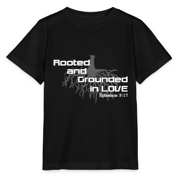 Conception chrétienne enracinée et fondée sur l'amour - T-shirt bio MINI CREATOR Stanley/Stella Enfant - noir - Devant - Mikhail (115cm)