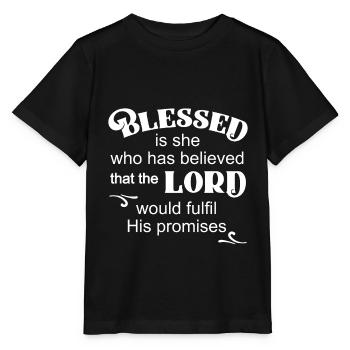 Christian Design Believe the Promises and be - Stanley/Stella MINI CREATOR Kids’ T-Shirt - black - Front - Mikhail (115cm)