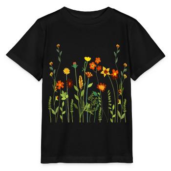 Bouquet de fleurs sauvages Halloween Art floral - T-shirt bio MINI CREATOR Stanley/Stella Enfant - noir - Devant - Mikhail (115cm)