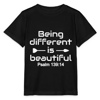 Le design chrétien être différent est beau - T-shirt bio MINI CREATOR Stanley/Stella Enfant - noir - Devant - Mikhail (115cm)