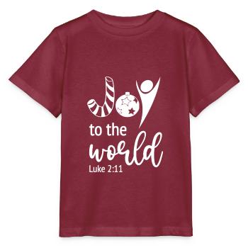 Conception chrétienne de Noël Joie au monde Luc - T-shirt bio MINI CREATOR Stanley/Stella Enfant - bordeaux - Devant - Kain (125cm)