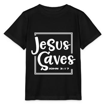 Conception chrétienne Jésus sauve Jean 3 verset 17 - T-shirt bio MINI CREATOR Stanley/Stella Enfant - noir - Devant - Mikhail (115cm)