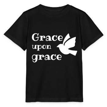 Christian Design Grace Upon Grace with Dove - Stanley/Stella MINI CREATOR Kids’ T-Shirt - black - Front - Mikhail (115cm)