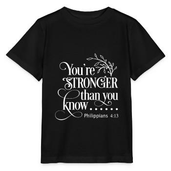 Le design chrétien vous êtes plus fort que vous ne le savez - T-shirt bio MINI CREATOR Stanley/Stella Enfant - noir - Devant - Mikhail (115cm)