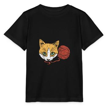 Katze Garn Häkeln - Stanley/Stella Kinder T-Shirt MINI CREATOR  - Schwarz - Vorne - Mikhail (115cm)